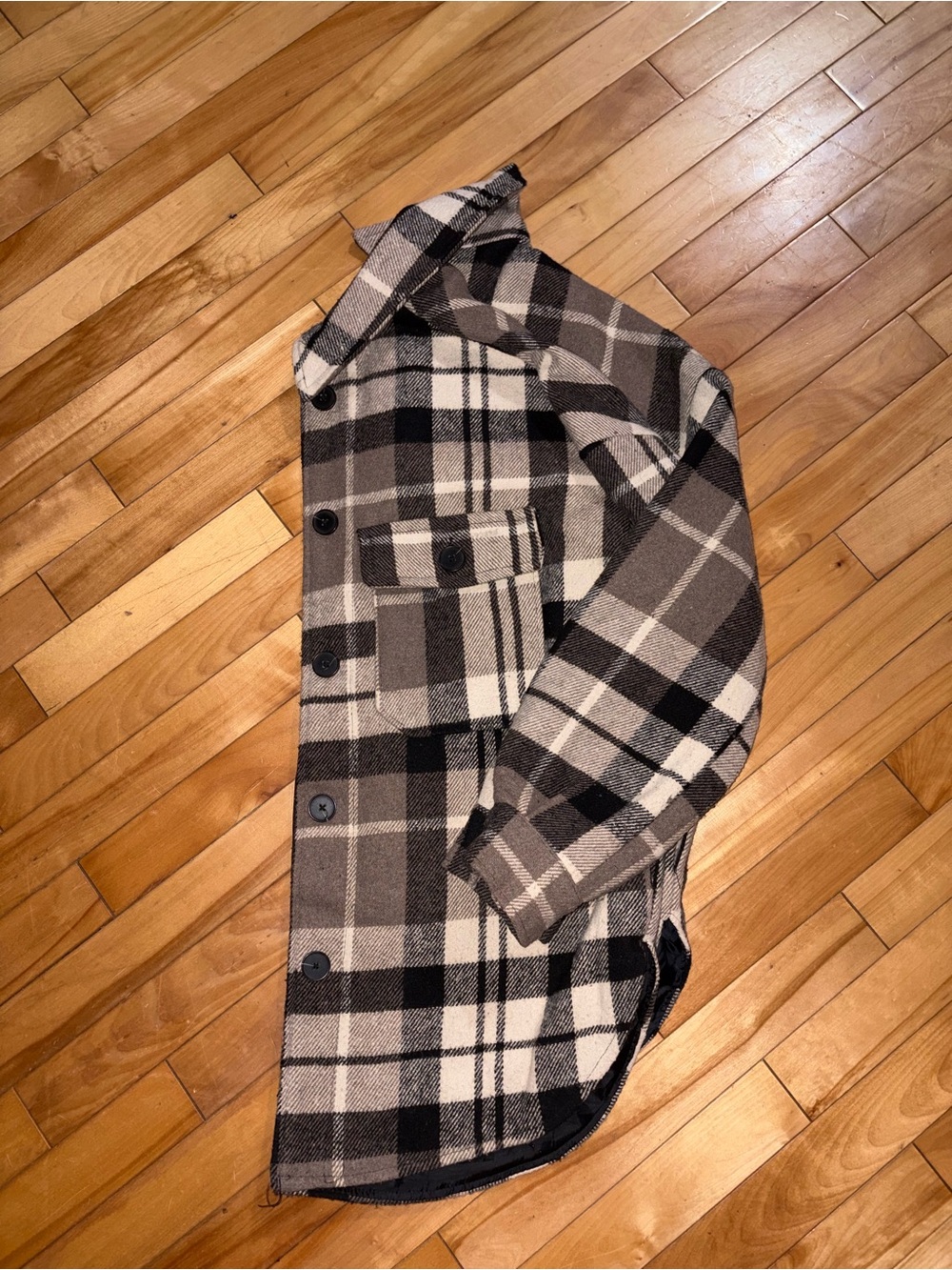 Forever 21 Black, Gray & Cream Plaid Shacket
